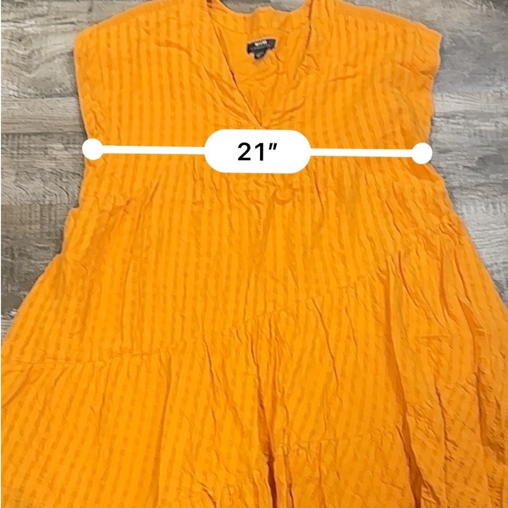 Maeve Anthropologie Orange Textured Stripe Tiered V-Neck Mini Dress Womens XL - Picture 4 of 9